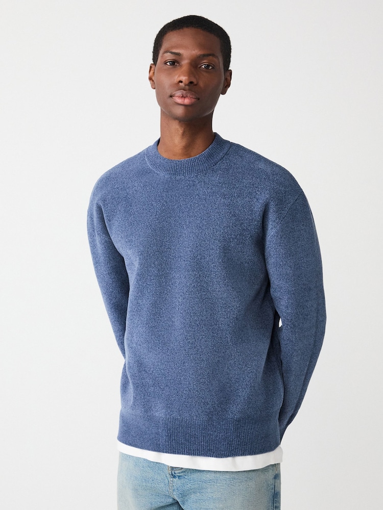 Blau - Relaxed Fit Chenille Crew Neck Jumper - Bild 1 von 8
