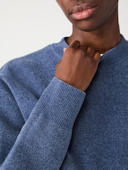 Blau - Relaxed Fit Chenille Crew Neck Jumper - Bild 4 von 8