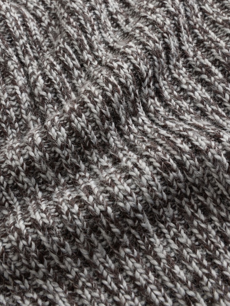 Grey Regular Fit Colour Twist Knit Crew Neck Jumper with Wool - Image 2 of 10 Grey Regular Fit Colour Twist Knit Crew Neck Jumper with Wool - Image 2 of 10