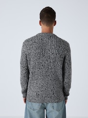 Grey Regular Fit Colour Twist Knit Crew Neck Jumper with Wool - Image 5 of 10