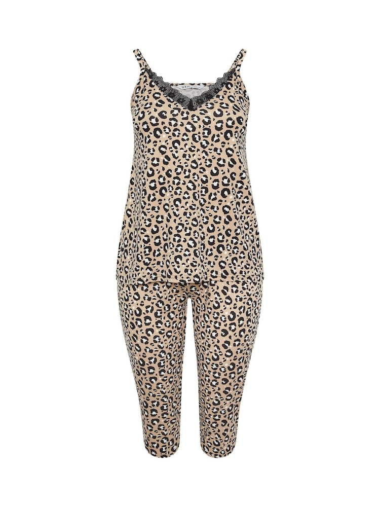 Yours Curve Animal Print Cami Crop Pyjamas Set - Imagem 5 de 5