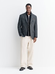 Azul marino - Regular Fit Waffle Texture Chenille Zip Neck Jumper - Imagen 5 de 8