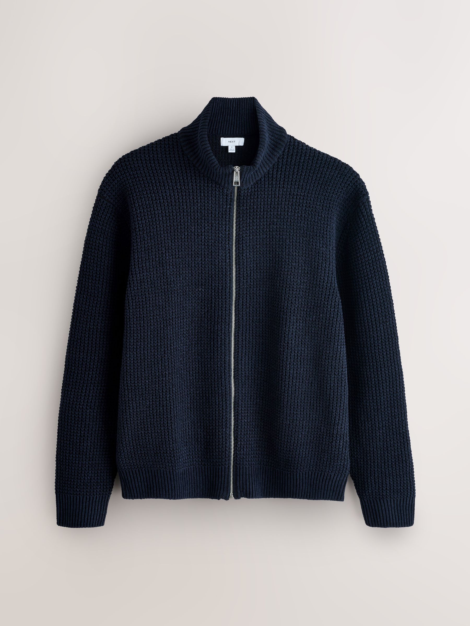 Buy Navy Blue Regular Fit Waffle Texture Chenille Zip Through