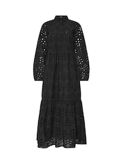 Long Tall Sally Black 100% Cotton Broidery Button Dress - Image 1 of 1
