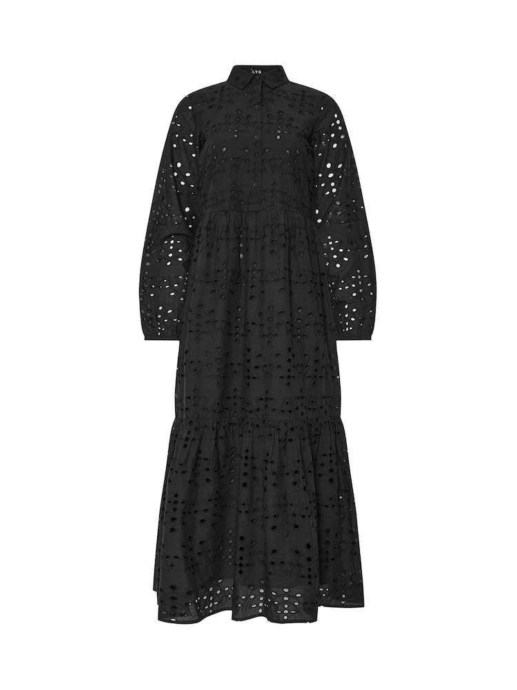 Long Tall Sally Black 100% Cotton Broidery Button Dress - Image 1 of 1