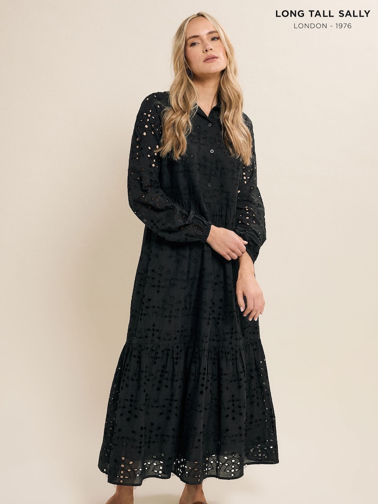 Long Tall Sally 100% Bomull Broderi Knappkjole - Bilde 1 av 7