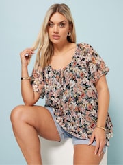 Schwarz - Yours Curve Boho Pintuck Blouse - Bild 1 von 5