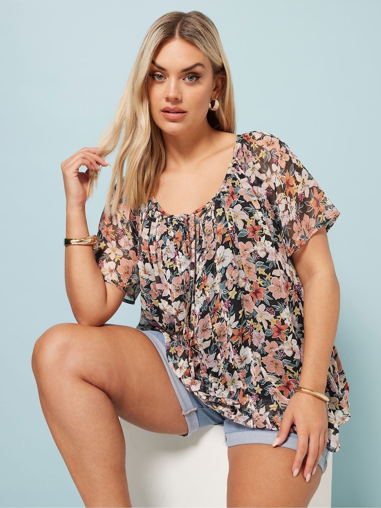Schwarz - Yours Curve Boho Pintuck Blouse - Bild 1 von 5