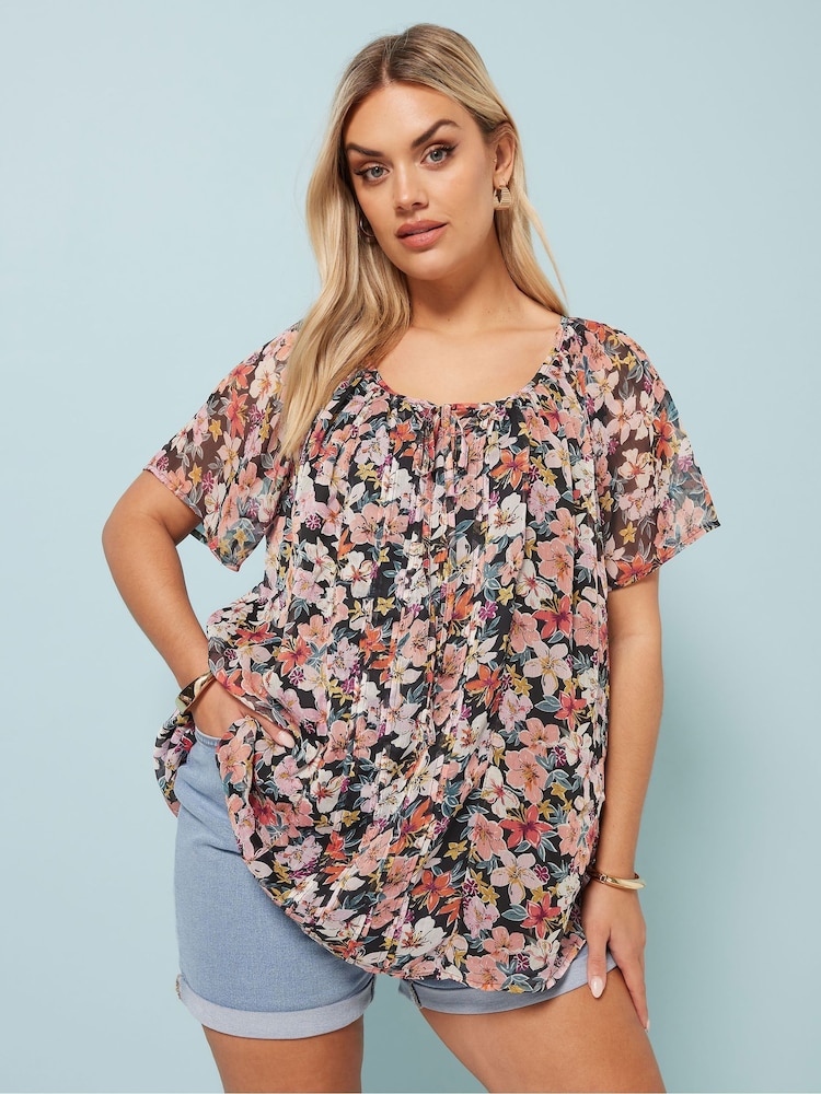 Schwarz - Yours Curve Boho Pintuck Blouse - Bild 2 von 5