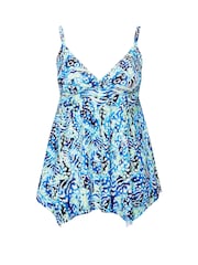 Yours Curve Blue Animal Wrapover Tankini - Image 6 of 7