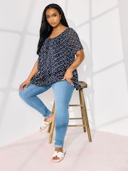 Blau - Yours Curve Boho Pintuck Blouse - Bild 2 von 5