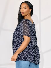 Blau - Yours Curve Boho Pintuck Blouse - Bild 3 von 5
