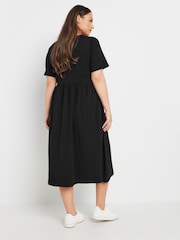 Yours Curve Black Bow Front Throw On 100% Cotton Dress - Image 4 of 5