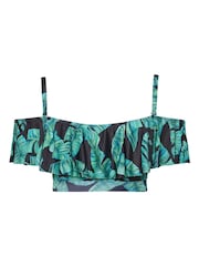 Yours Curve Green Bardot Frill Bikini Top - Image 6 of 7