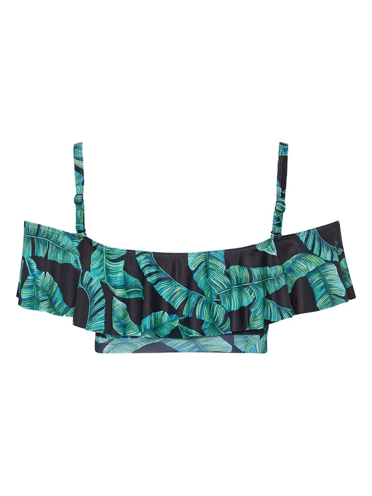 Yours Curve Green Bardot Frill Bikini Top - Image 7 of 7
