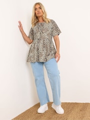 Yours Curve Animal Bow Front Peplum 100% Cotton Blouses - Image 2 of 5