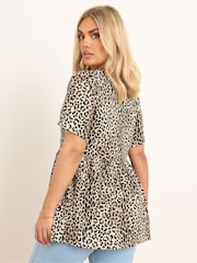 Yours Curve Animal Bow Front Peplum 100% Cotton Blouses - Image 3 of 5