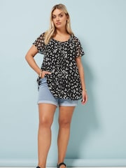 Anthrazitschwarz - Yours Curve Boho Pintuck Blouse - Bild 3 von 5