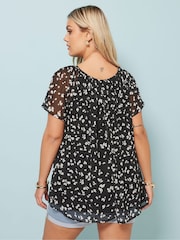 Anthrazitschwarz - Yours Curve Boho Pintuck Blouse - Bild 4 von 5