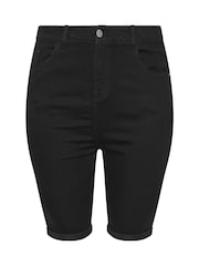 Yours Curve Black Basic Denim Shorts - Image 4 of 5