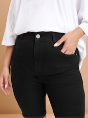Yours Curve Black Basic Denim Shorts - Image 5 of 5