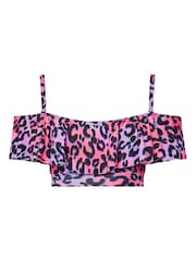 Yours Curve Pink Bardot Frill Bikini Top - Image 6 of 7
