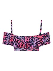 Yours Curve Pink Bardot Frill Bikini Top - Image 7 of 7