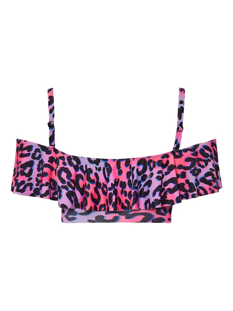 Yours Curve Pink Bardot Frill Bikini Top - Image 7 of 7