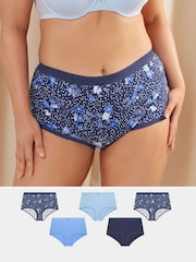 Yours Curve Blue Butterfly Full 100% Cotton Briefs 5 Pack - Image 1 of 9