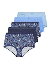 Yours Curve Blue Butterfly Full 100% Cotton Briefs 5 Pack - Image 6 of 9