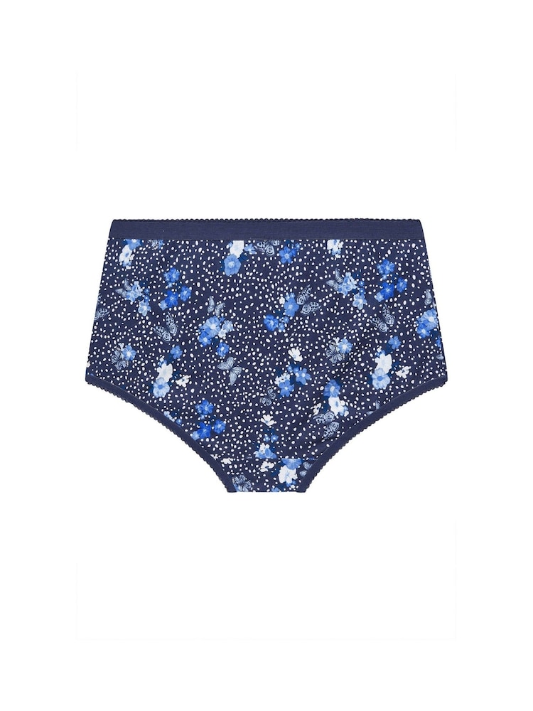 Yours Curve Blue Butterfly Full 100% Cotton Briefs 5 Pack - Image 9 of 9 Yours Curve Blue Butterfly Full 100% Cotton Briefs 5 Pack - Image 9 of 9