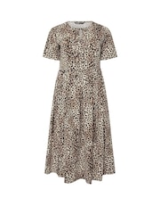 Yours Curve Brown Bow Front Throw On 100% Cotton Dress - Image 5 of 5