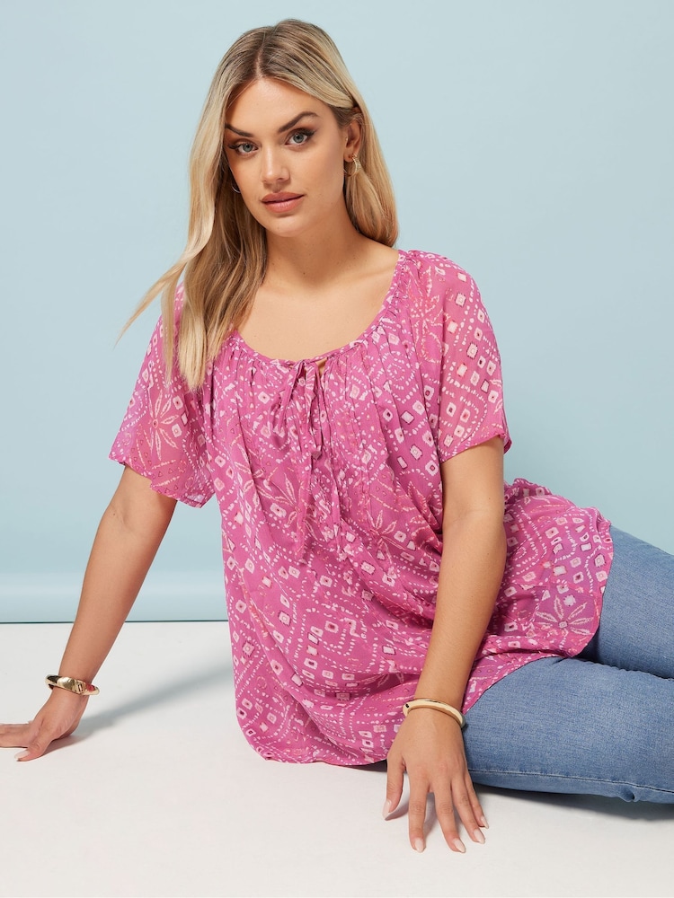 Hellpink - Yours Curve Boho Pintuck Blouse - Bild 1 von 5