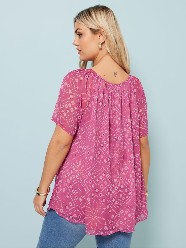 Hellpink - Yours Curve Boho Pintuck Blouse - Bild 2 von 5