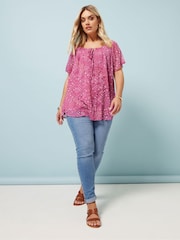 Hellpink - Yours Curve Boho Pintuck Blouse - Bild 3 von 5