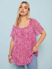 Hellpink - Yours Curve Boho Pintuck Blouse - Bild 4 von 5
