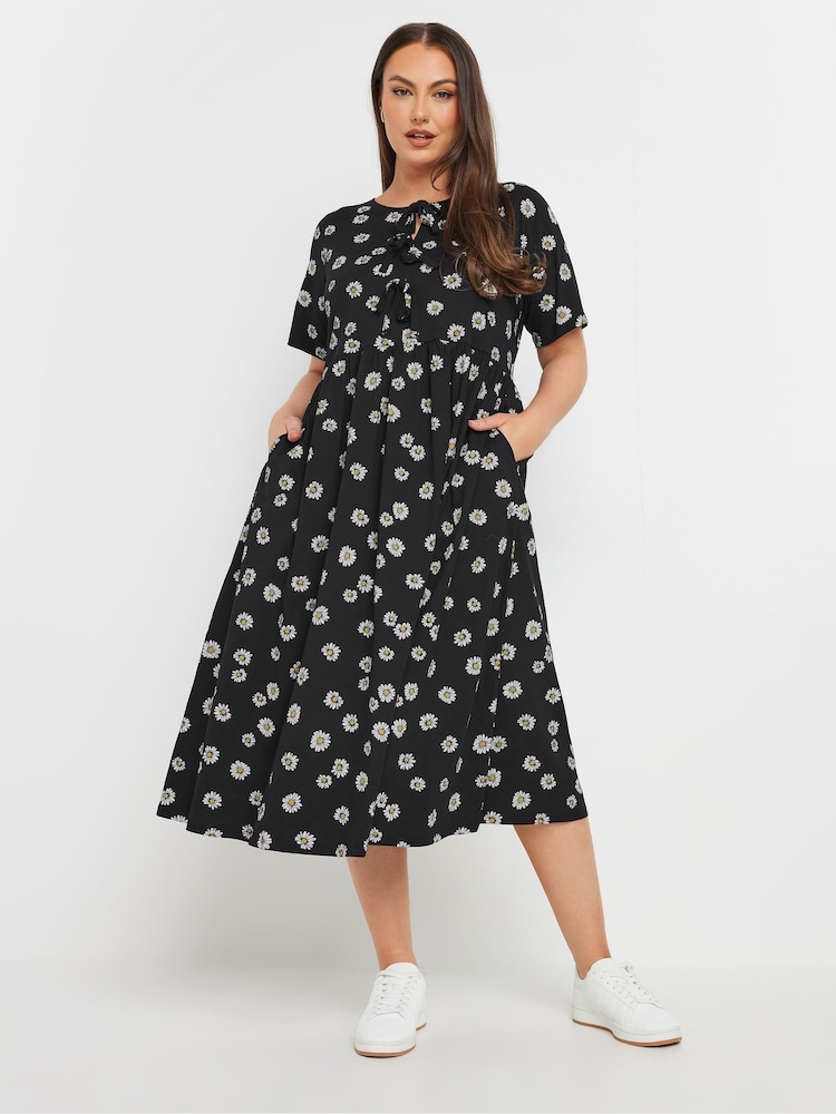Schwarz - Yours Curve Bow Front Throw On 100% Cotton Dress - Bild 1 von 4 Schwarz - Yours Curve Bow Front Throw On 100% Cotton Dress - Bild 1 von 4