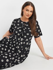Yours Curve Black Bow Front Throw On 100% Cotton Dress - Image 4 of 4
