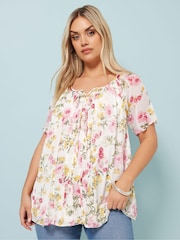 Natur - Yours Curve Boho Pintuck Blouse - Bild 2 von 5
