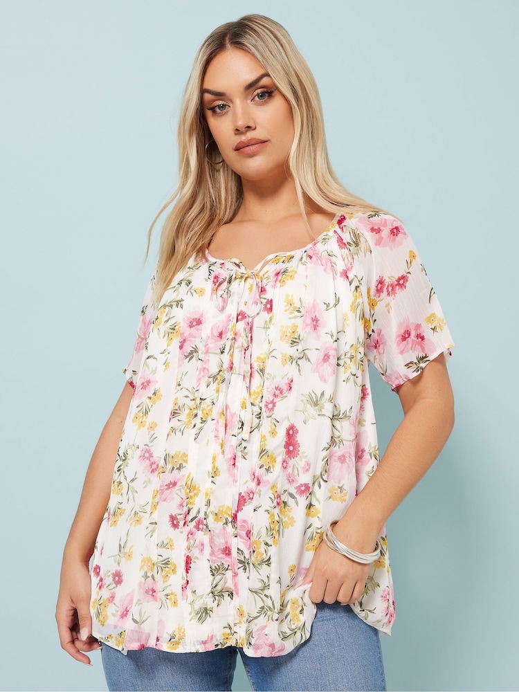 Natur - Yours Curve Boho Pintuck Blouse - Bild 2 von 5