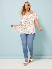 Natur - Yours Curve Boho Pintuck Blouse - Bild 3 von 5