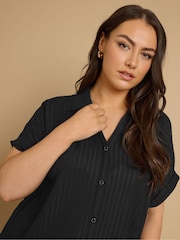 Yours Curve Chrome Black Boxy Textured Shirt - Image 4 of 5