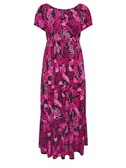 Yours Curve Pink Boho Bardot Maxi Dress - Image 5 of 5