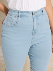 Yours Curve Blue Basic Denim Shorts - Image 4 of 5