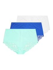 Yours Curve Blue Lace Back Full Briefs 3 Pack - Image 6 of 9