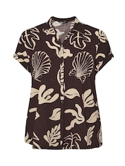 Yours Curve Brown Boxy Textured Shirt - Image 5 of 5