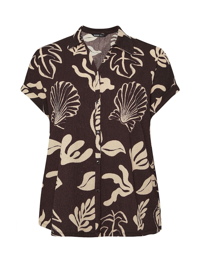 Yours Curve Brown Boxy Textured Shirt - Image 5 of 5