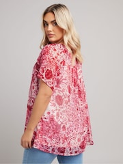 Dunkelrosa - Yours Curve Boho Pintuck Blouse - Bild 4 von 5