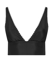 Yours Curve Black Blanket Stitch Plunge Bikini Top - Image 6 of 7