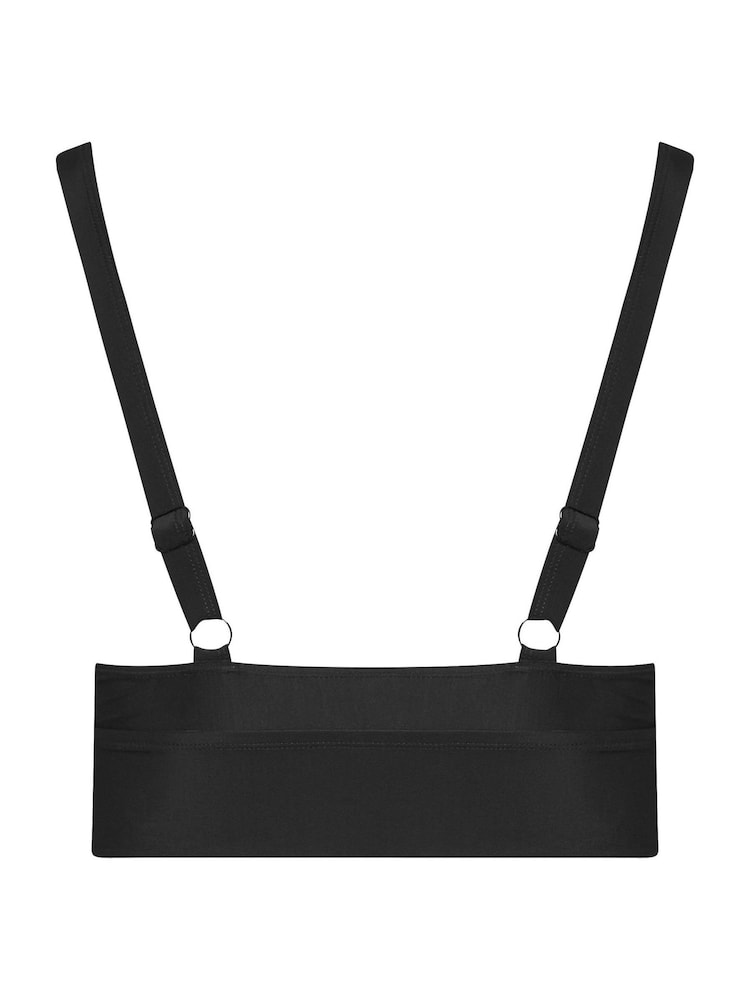 Yours Curve Black Blanket Stitch Plunge Bikini Top - Image 7 of 7